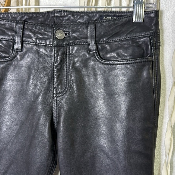AllSaints Black Leather Cropped Pants Size 25 - Picture 2 of 11